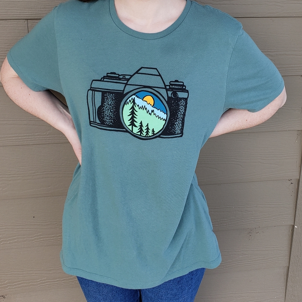 green camera shirt